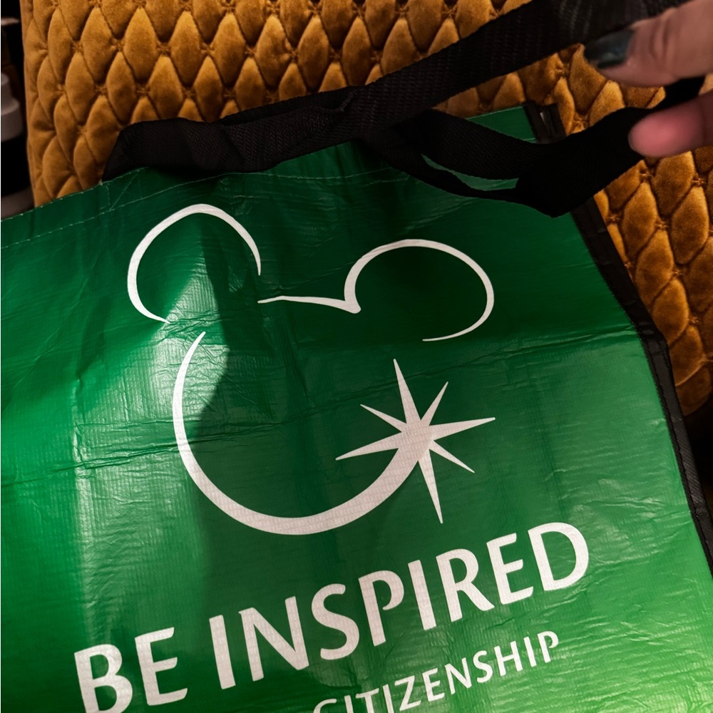 Two Disney D23 convention, Green Tote Bags with voluntears Design